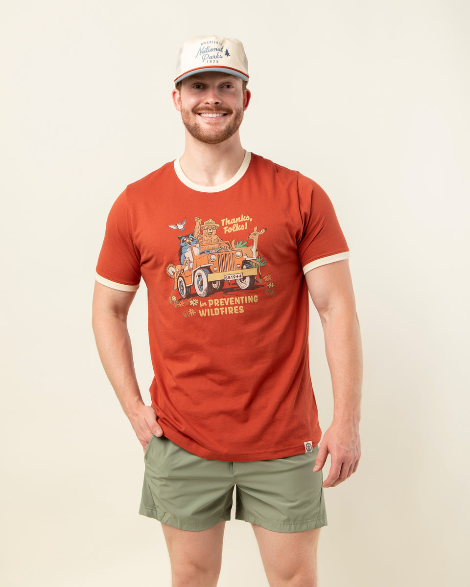 Thanks, Folks for Preventing Wildfires Unisex Short Sleeve Ringer Tee
