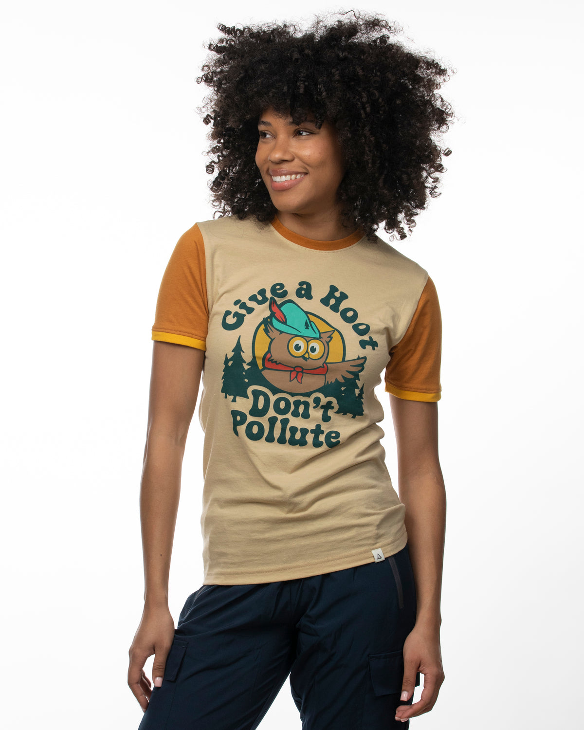 Give A Hoot Unisex Short Sleeve Colorblock Ringer Tee