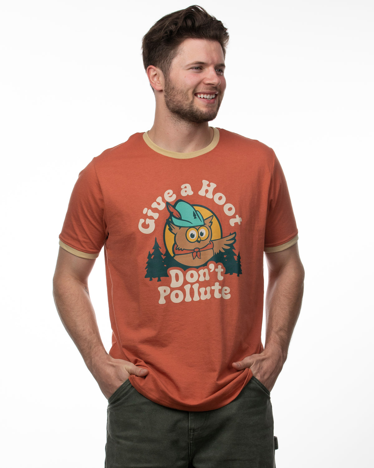 Give A Hoot Ringer Unisex Short Sleeve Tee