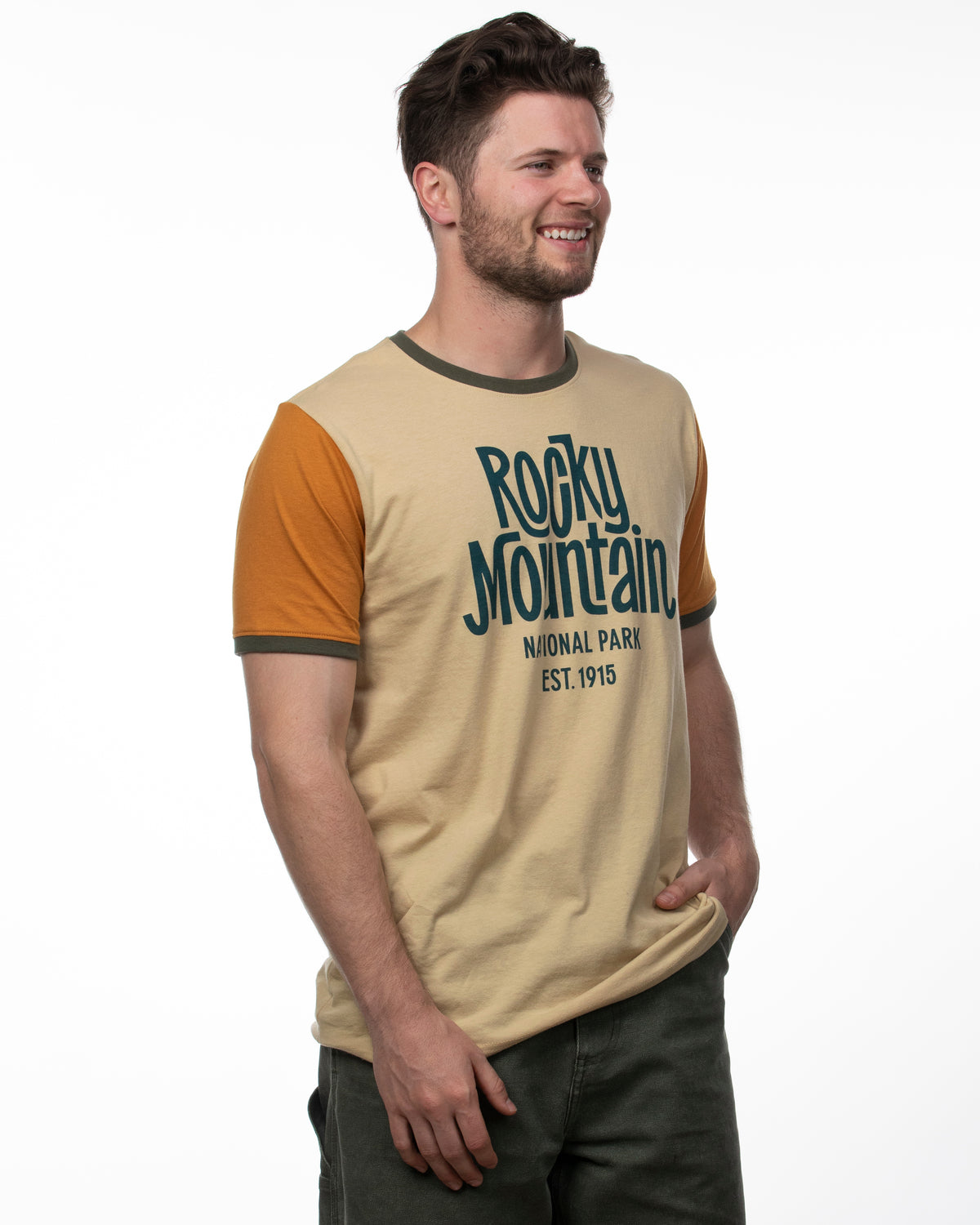 Rocky Mountain Type Unisex Short Sleeve Colorblock Ringer Tee