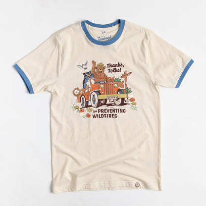Thanks, Folks for Preventing Wildfires Unisex Short Sleeve Ringer Tee