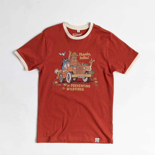 Thanks, Folks for Preventing Wildfires Unisex Short Sleeve Ringer Tee