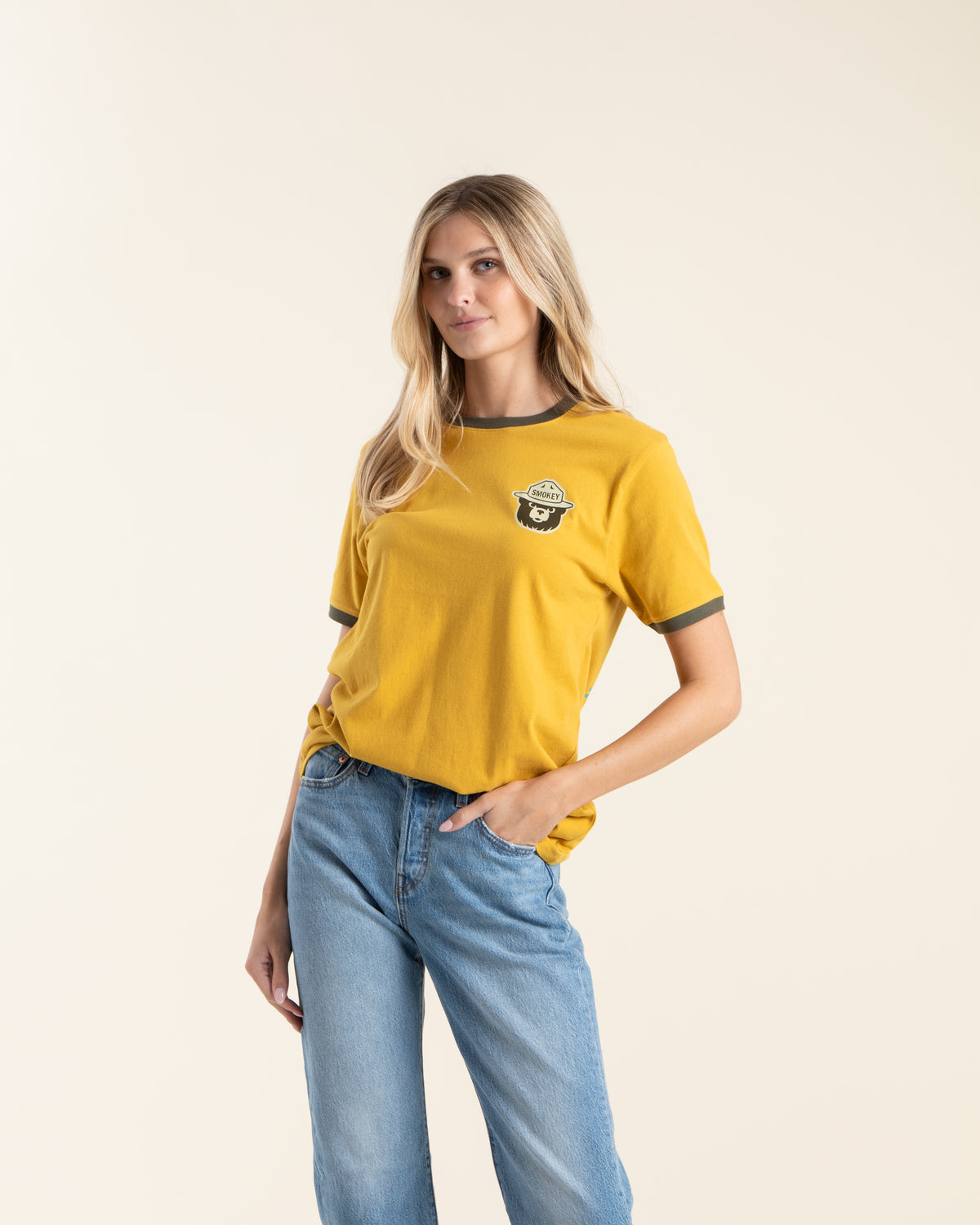 Smokey Bear Emblems Unisex Short Sleeve Ringer Tee