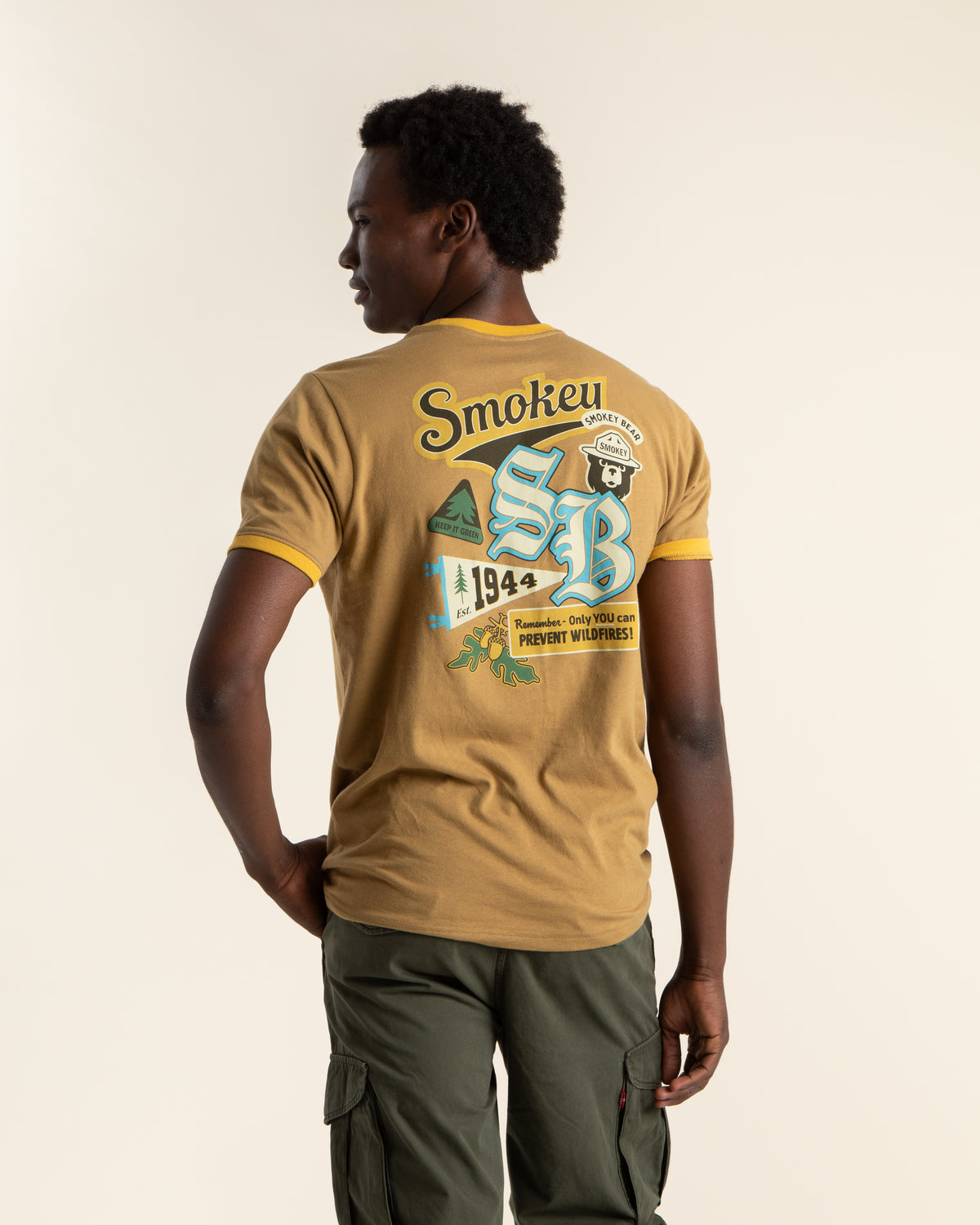 Smokey Bear Emblems Unisex Short Sleeve Ringer Tee