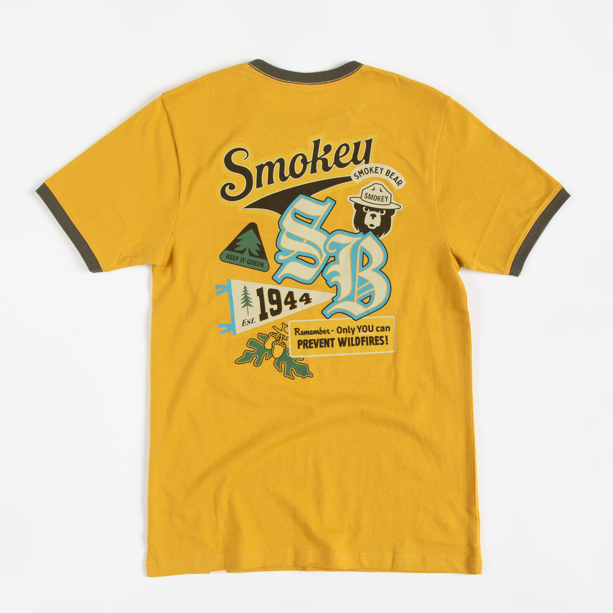 Smokey Bear Emblems Unisex Short Sleeve Ringer Tee