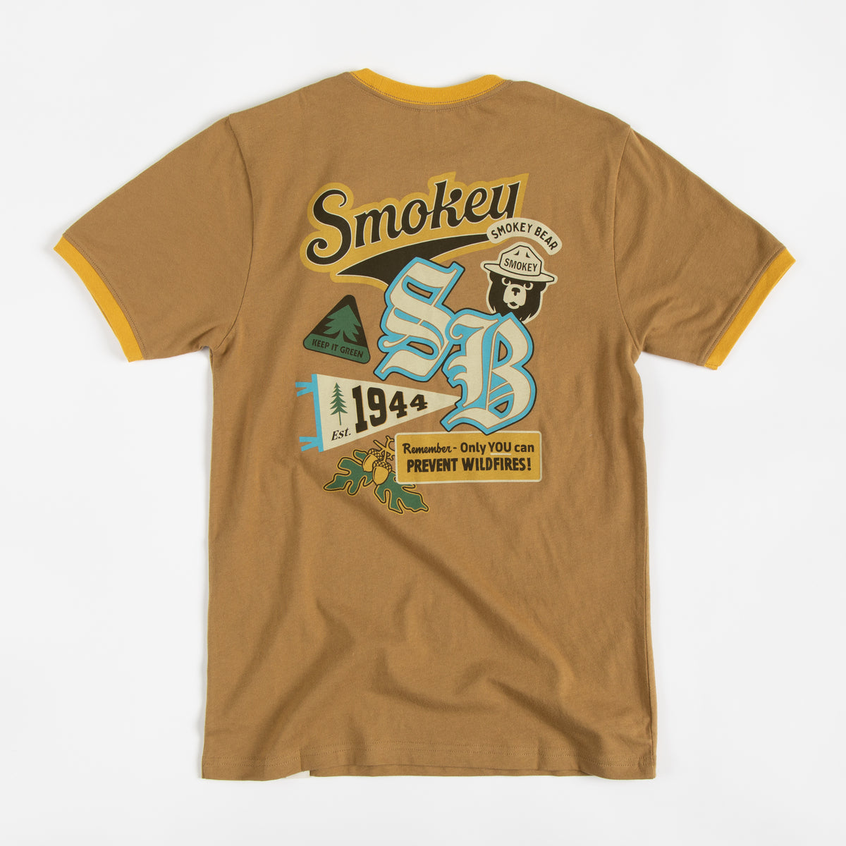 Smokey Bear Emblems Unisex Short Sleeve Ringer Tee