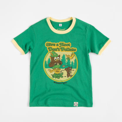 Woodsy Owl and Friends Youth Short Sleeve Ringer Tee
