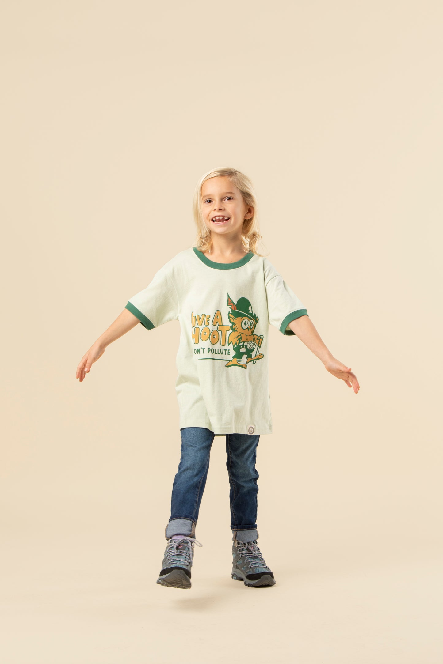 Give A Hoot, Don't Pollute Youth Short Sleeve Ringer Tee