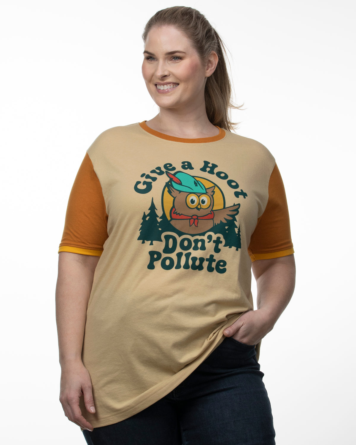 Give A Hoot Colorblock Ringer Tee
