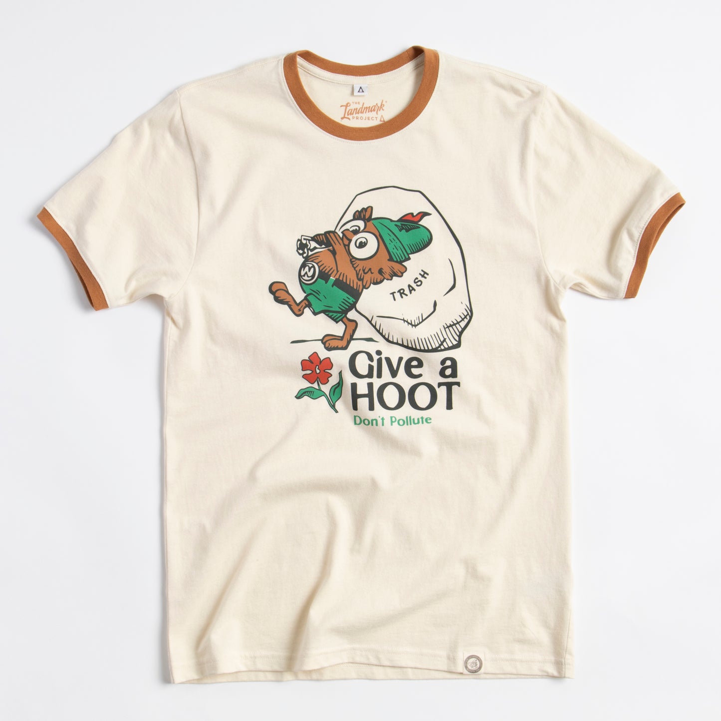 Give a Hoot, Don't Pollute Unisex Short Sleeve Ringer Tee