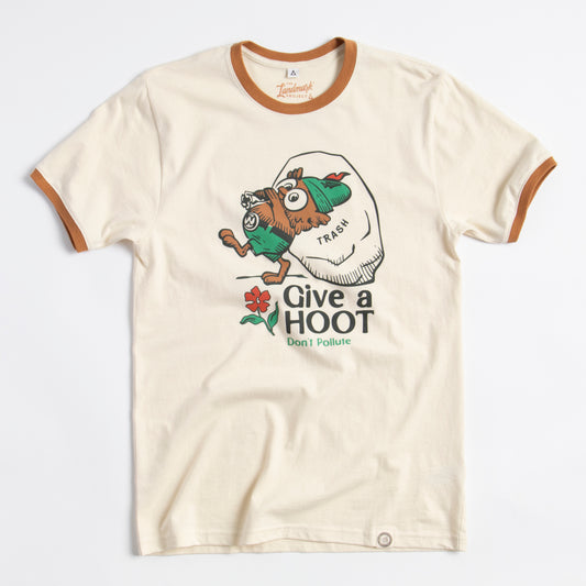 Give a Hoot, Don't Pollute Unisex Short Sleeve Ringer Tee