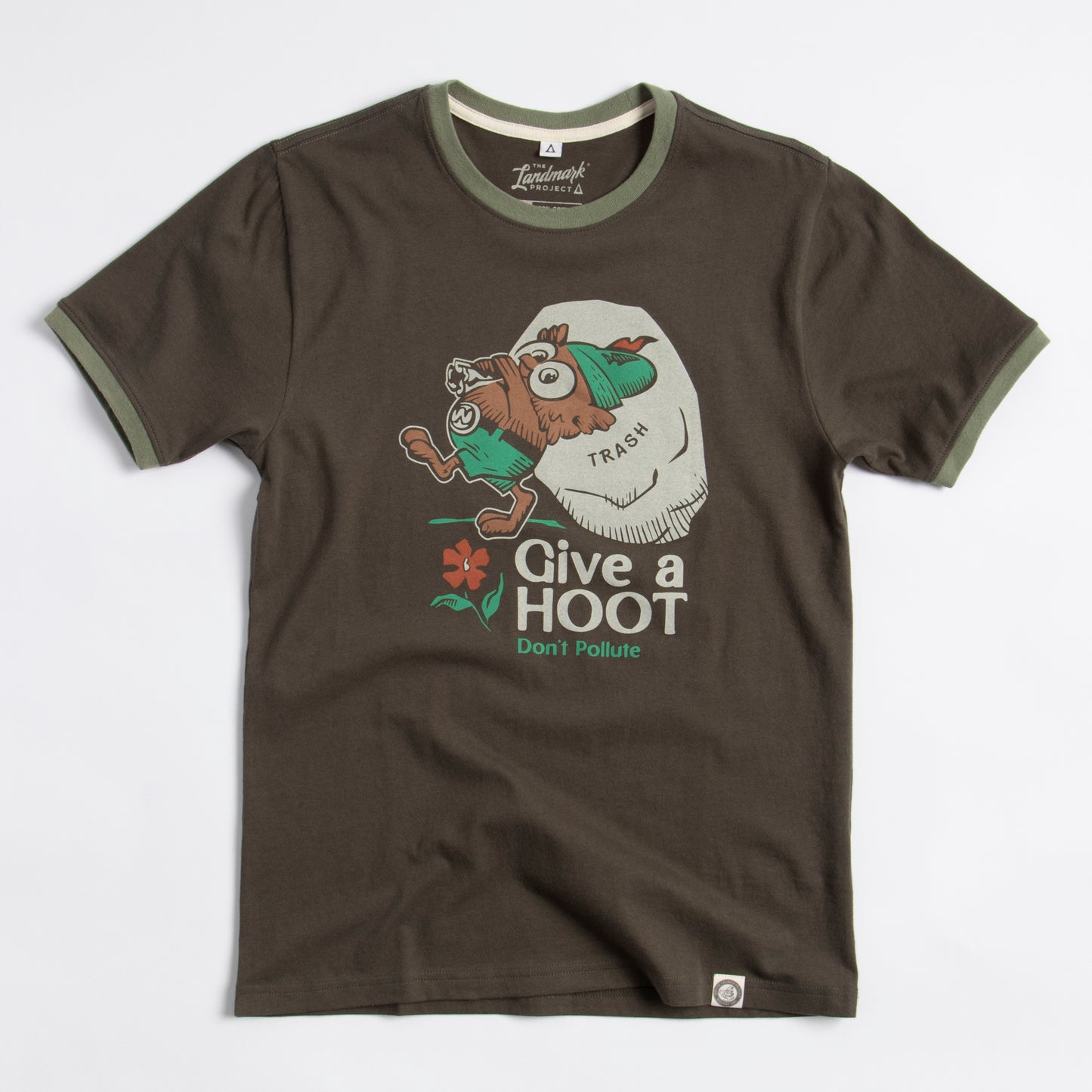 Give a Hoot, Don't Pollute Unisex Short Sleeve Ringer Tee