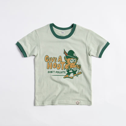 Give A Hoot, Don't Pollute Youth Short Sleeve Ringer Tee