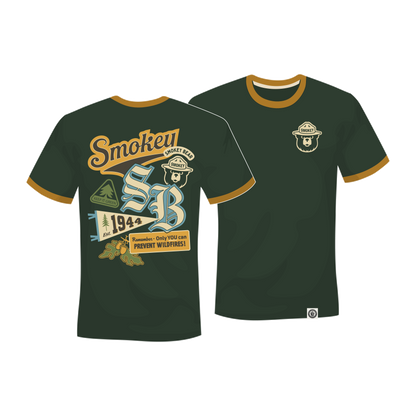 Preorder - Smokey Bear Emblems Unisex Short Sleeve Ringer Tee