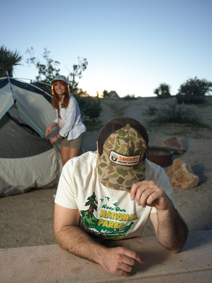 Smokey Camo 5-Panel Trucker Hat