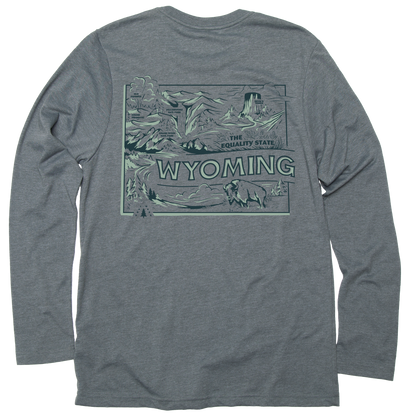 Explore Wyoming Unisex Long Sleeve Pocket Tee